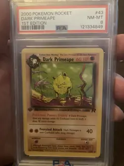 Pokemon Dark Primeape Team Rocket Card 43/82 PSA 8 - Image 1