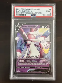 POKEMON CARD DARK SYLVEON V 134 CELEBRATIONS #134 GRADED PSA 9 MINT BSP #SWSH134 - Image 1