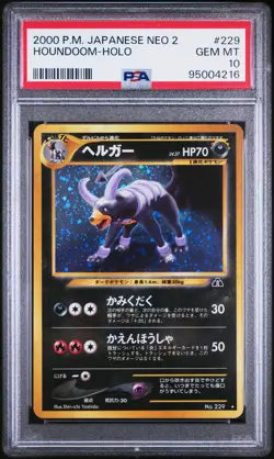 PSA 10 Houndoom Holo 2000 #229 Pokemon Card Japanese NEO 2 Old Back From JAPAN - Image 1