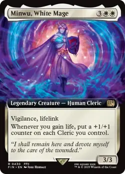 Minwu, White Mage Extended Art Foil - FIN 0430 NM - MTG Magic - Image 1