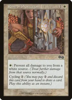 Rune of Protection: White Urza's Saga MTG - Image 1