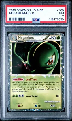2010 POKEMON HEARTGOLD MEGANIUM PRIME #109 ULTRA RARE PSA 7 NM #119479039 - Image 1
