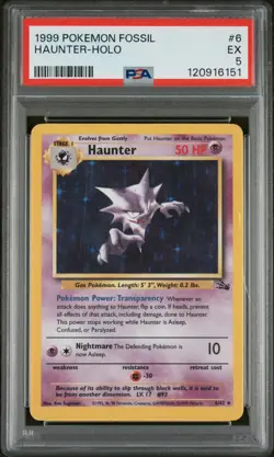 1999 Pokemon Fossil Haunter Holo #6 - PSA 5 (Excellent Condition) - Image 1