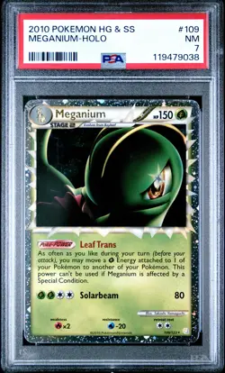 2010 POKEMON HEARTGOLD MEGANIUM PRIME #109 ULTRA RARE PSA 7 NM #119479038 - Image 1