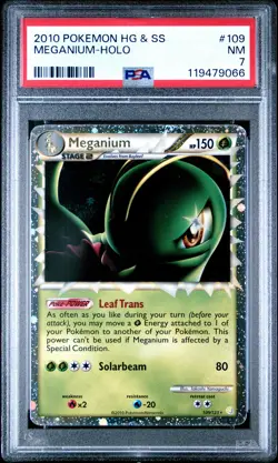 2010 POKEMON HEARTGOLD MEGANIUM PRIME #109 ULTRA RARE PSA 7 NM #119479066 - Image 1