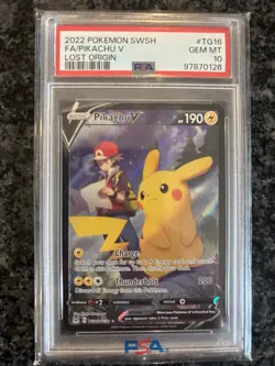 Pokemon Pikachu v Trainer Gallery TG16/TG30 Sword & Shield Lost Origin PSA10 - Image 1