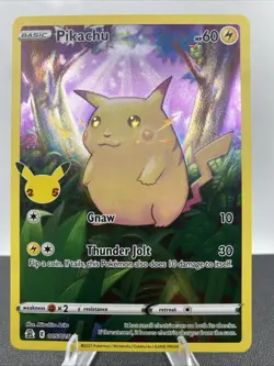 Pokemon Pikachu Full Art Illustration Rare Card 005/025 SWSH Celebrations NM - Image 1