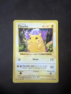 Pokemon TCG Pikachu Red Cheeks Vintage Base Set Card 058/102 Shadowless - Image 1