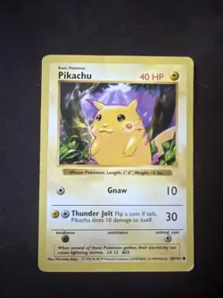 Pokemon TCG Pikachu Red Cheeks Vintage Base Set Card 058/102 Shadowless - Image 1
