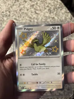Pokemon Pidgey TCG Card 196/091 Shiny Rare, Paldean Fates, NM/M Condition - Image 1