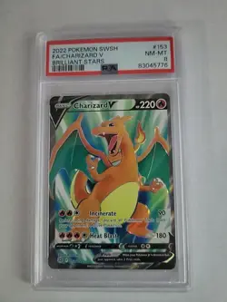 2022 Pokemon Sword And Shield Brilliant Stars Charizard V #153 PSA 8 NM-MT - Image 1