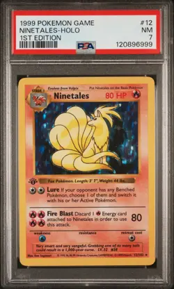 Pokemon 1st Edition Ninetales 12/102 PSA 7 NM Base Set Shadowless Holo NEW CERT - Image 1