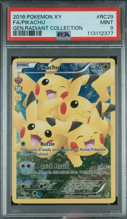 Pokemon Pikachu Full Art RC29/RC32 XY Generations Radiant Collection PSA 9 - Image 1