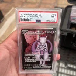 2025 POKEMON DRI EN-DESTINED RIVALS ULTRA RARE TEAM ROCKET'S MEWTWO EX PSA 9 - Image 1