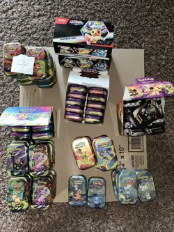 70X Pokemon Mini Tins Empty - Prismatic 151 Shrouded Black/White Paldea & More - Image 1