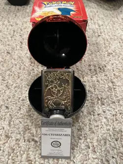 1999 Burger King Pokeball Charizard 23k Gold Plated Pokemon Trading Card w/COA - Image 1