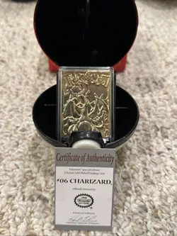 1999 Burger King Pokeball Charizard 23k Gold Plated Pokemon Trading Card w/COA - Image 2