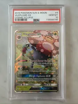 Vileplume GX 4/236 PSA 10 Sm-Cosmic Eclipse Holo Card Gem Mint Condition - Image 1