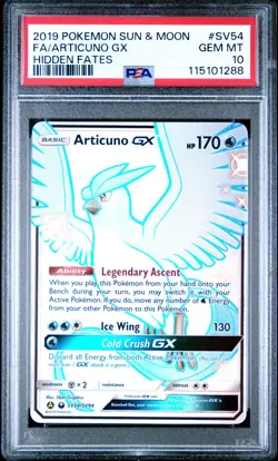 2019 POKEMON SUN & MOON HIDDEN FATES #SV54 FULL ART/ARTICUNO GX PSA 10 - Image 1