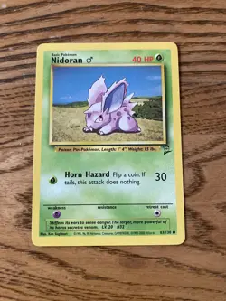 **Moderate Play** Nidoran Male 83/130 Base Set 2 Pokemon Card WotC - Image 1