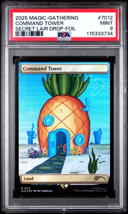 MTG Command Tower FOIL SpongeBob Secret Lair Drop (SLD) Rare #7012 PSA 9 Mint - Image 1