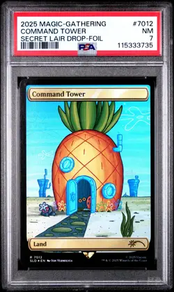 MTG Command Tower FOIL SpongeBob Secret Lair Drop (SLD) Rare Magic #7012 PSA 7 - Image 1