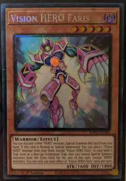 YuGiOh Vision HERO Faris Collector's Rare 1st Edition RA01-EN004 - Image 1