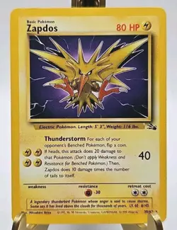 Zapdos 30/62 Non Holo Fossil Set Rare Pokemon WOTC Vintage - FREE SHIPPING - Image 1