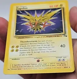 Zapdos 30/62 Non Holo Fossil Set Rare Pokemon WOTC Vintage - FREE SHIPPING - Image 3