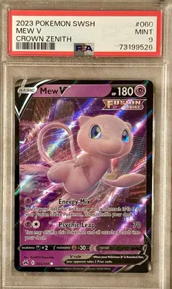 2023 Pokemon Crown Zenith MEW V #060 Extended Art Holo Rare PSA 9 MINT - Image 1