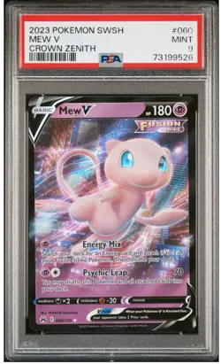 2023 Pokemon Crown Zenith MEW V #060 Extended Art Holo Rare PSA 9 MINT - Image 3