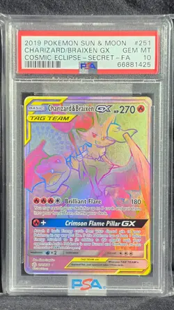 Pokemon Charizard & Braixen GX 251/236 Cosmic Eclipse PSA 10 GEM MINT - Image 1