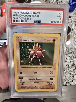 1999 Pokemon Game - Base Set Shadowless HITMONCHAN HOLO - PSA 7 - Image 1