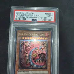 YUGIOH 1ST SOI-EN001 URIA LORD OF SEARING FLAMES ULTIMATE Rare PSA 9 MINT Clean - Image 4