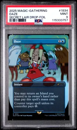 MTG Daze FOIL SpongeBob Secret Lair Drop (SLD) Rare Magic Card #1934 PSA 9 Mint - Image 1