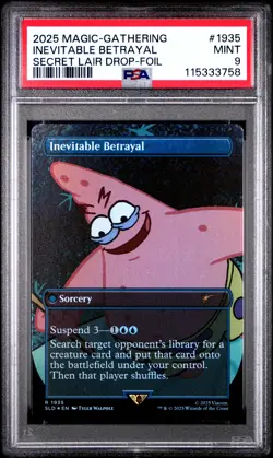 MTG Inevitable Betrayal FOIL SpongeBob Secret Lair Drop (SLD) #1935 PSA 9 Mint - Image 1