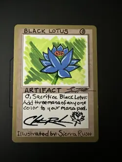 MTG Hand Painted Black Lotus By Sierra Rush On 99’ Tokyo Blank - Image 1