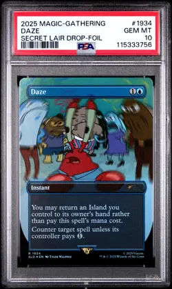 MTG Daze FOIL SpongeBob Secret Lair Drop (SLD) Rare Magic #1934 PSA 10 Gem Mint - Image 1