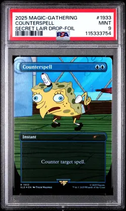 MTG Counterspell FOIL SpongeBob Secret Lair Drop (SLD) Rare #1933 PSA 9 Mint - Image 1