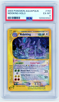 2003 Pokemon Aquapolis Nidoking Holo 150/147 Crystal Type PSA 6 EX-MT - Image 1