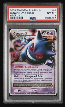 Pokemon Gengar LV.X 2009 Platinum Arceus #97 PSA 8 - Image 1