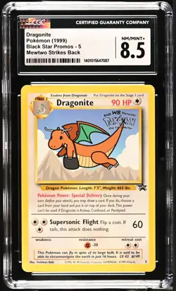 1999 Pokemon Dragonite Black Star Movie Promo 5 CGC 8.5 - Image 1