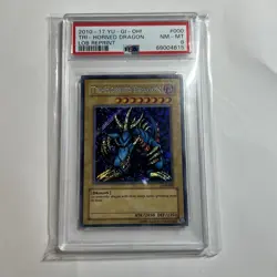 Yugioh Unlimited Secret Rare Tri-Horned Dragon LOB-000 PSA 8 - Image 1