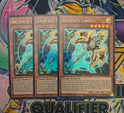Yugioh TCG 3x Artifact Lancea RA01-EN006 Platinum Secret Rare NM Playset - Image 1