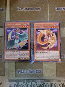 YUGIOH LUNALIGHT EMERALD BIRD + LUNALIGHT YELLOW MARTEN LED4 RARE 1ST ED NM - Image 1