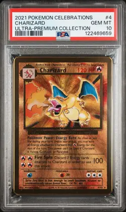 PSA 10 Pokemon Charizard (Celebrations Metal Card) 004/102 Holo 2021 Premium - Image 1