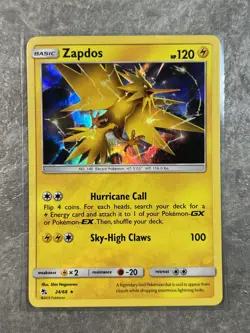Zapdos 24/68 Pokemon TCG Card Sun Moon Hidden Fates Holo Rare (Near Mint) N1 - Image 1