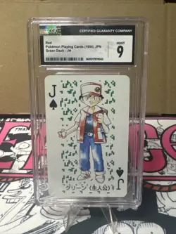 1996 Pokemon Playing Card Poker Red Back RED ASH JACK OF SPADES CGC 8 - Image 1