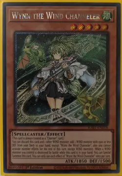 YuGiOh Wynn the Wind Channeler Platinum Secret Rare 1st Edition RA01-EN018 - Image 1