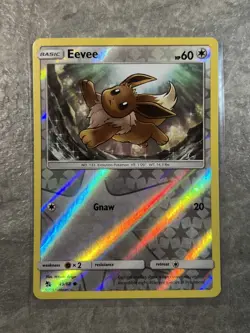 Eevee 49/68 Pokemon TCG Card Sun Moon Hidden Fates Reverse Holo (Near Mint) N2 - Image 1